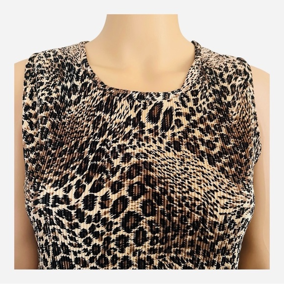 Choices casual accordion leopard print sleeveless top tank Medium brown black - Picture 2 of 11